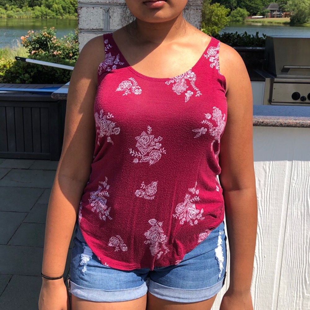 Red/pink floral tank top